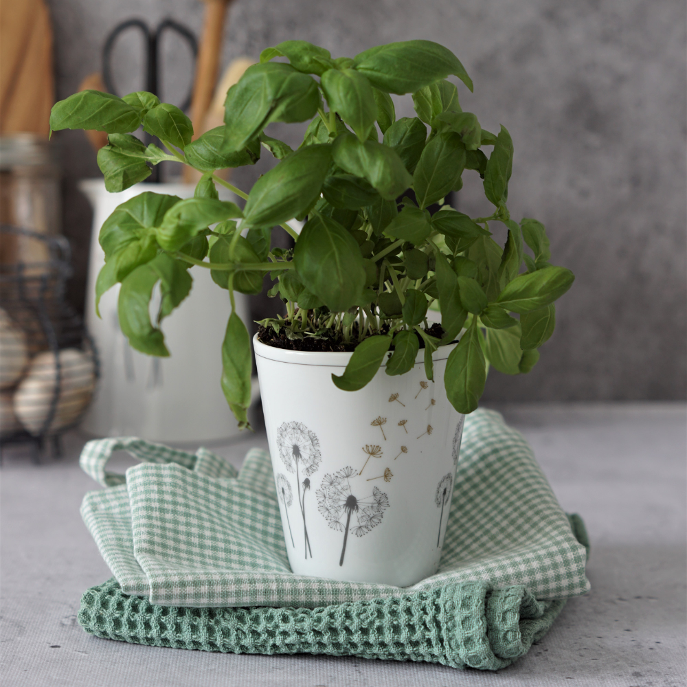 Tasse Pusteblume, grau/gold