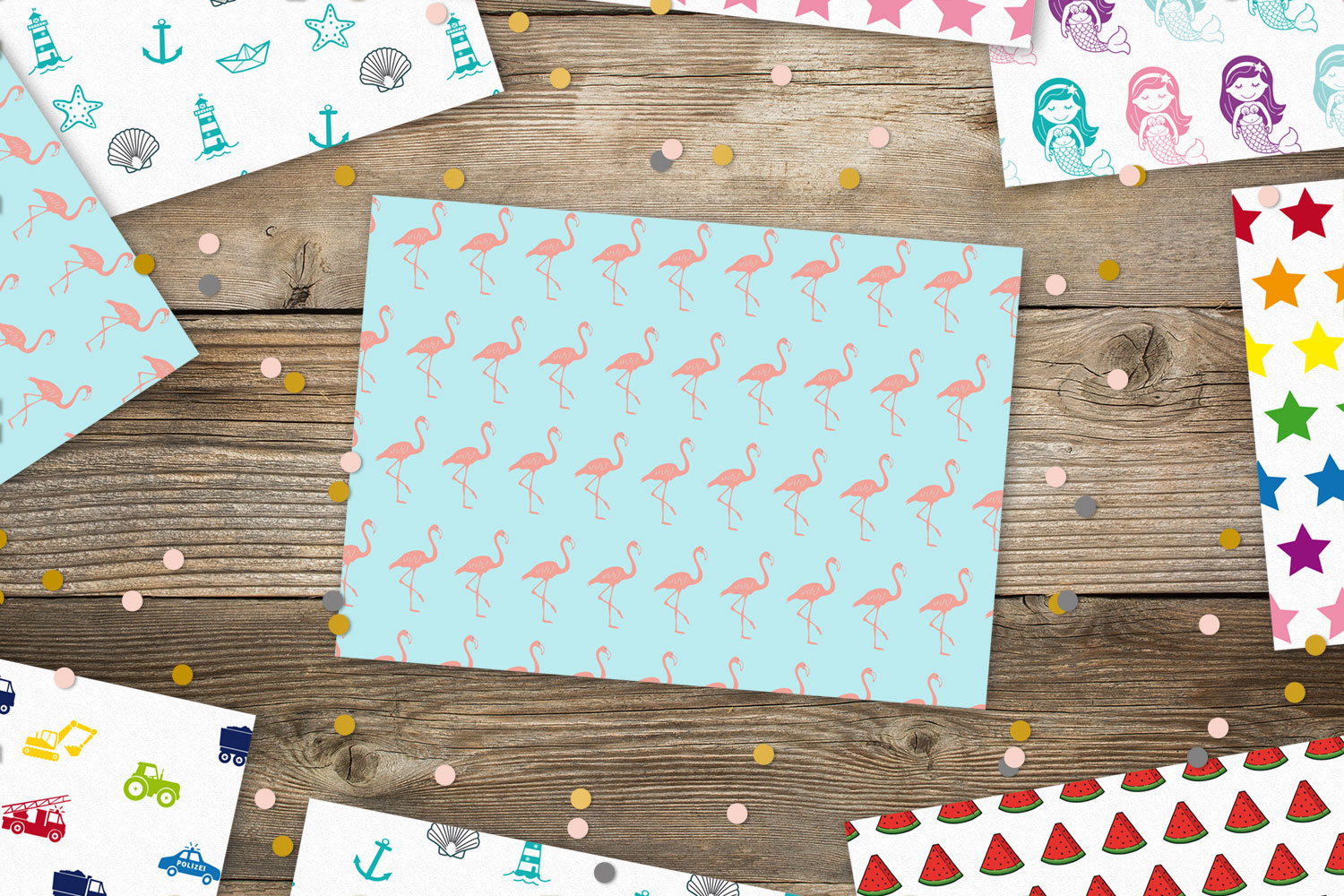 Postkarte Flamingos
