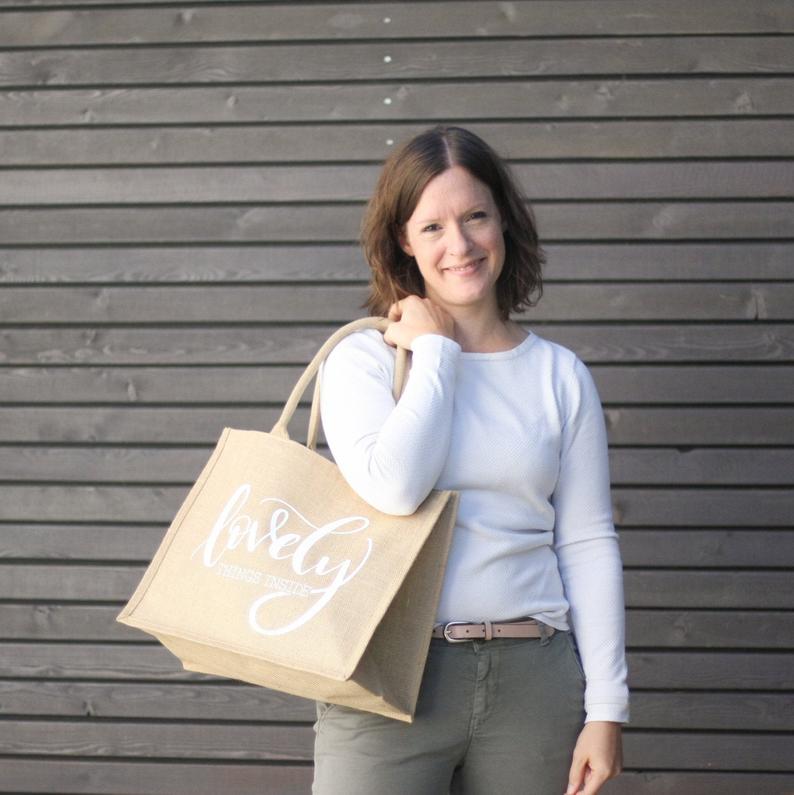 XL-Jute-Shopper/Tasche "Regenbogen", schwarz