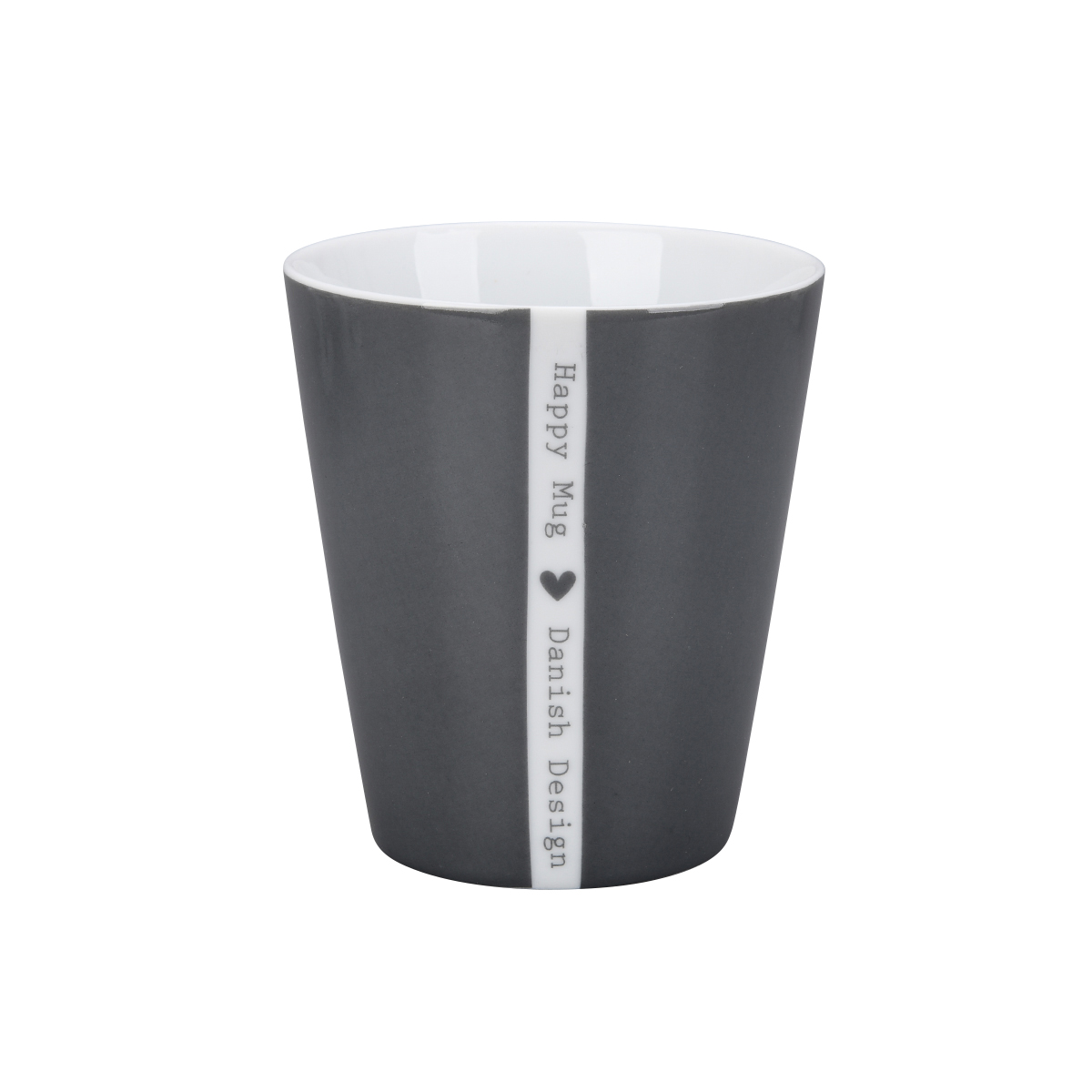Tasse dunkelgrau, Herz, Happy mug