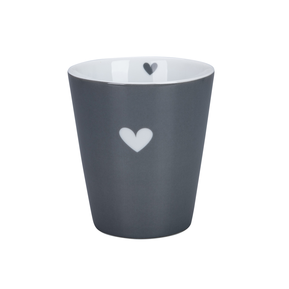 Tasse dunkelgrau, Herz, Happy mug