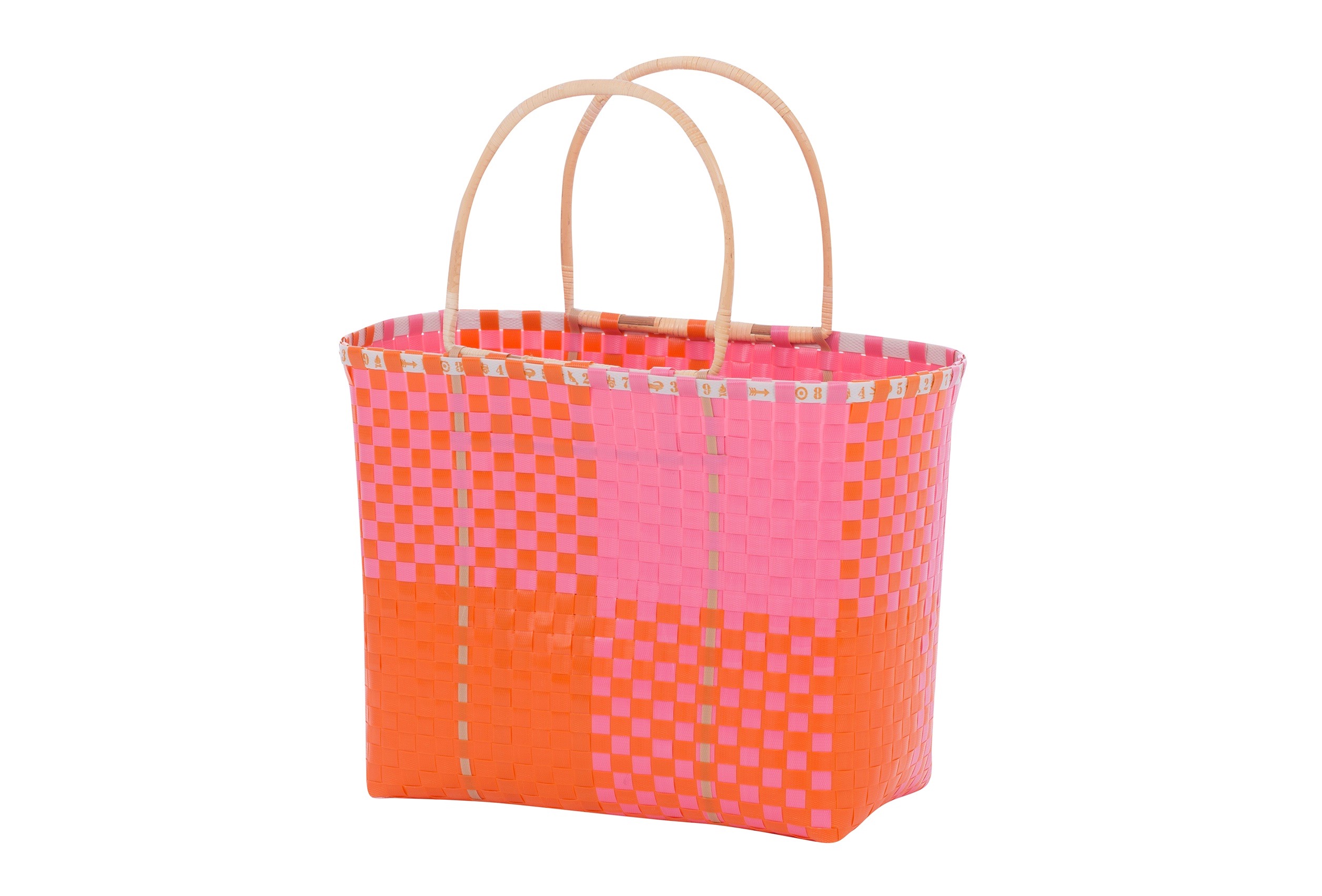 Overbeck and Friends Markttasche/Shopper/Korb Bambusgriff Ines pink-orange