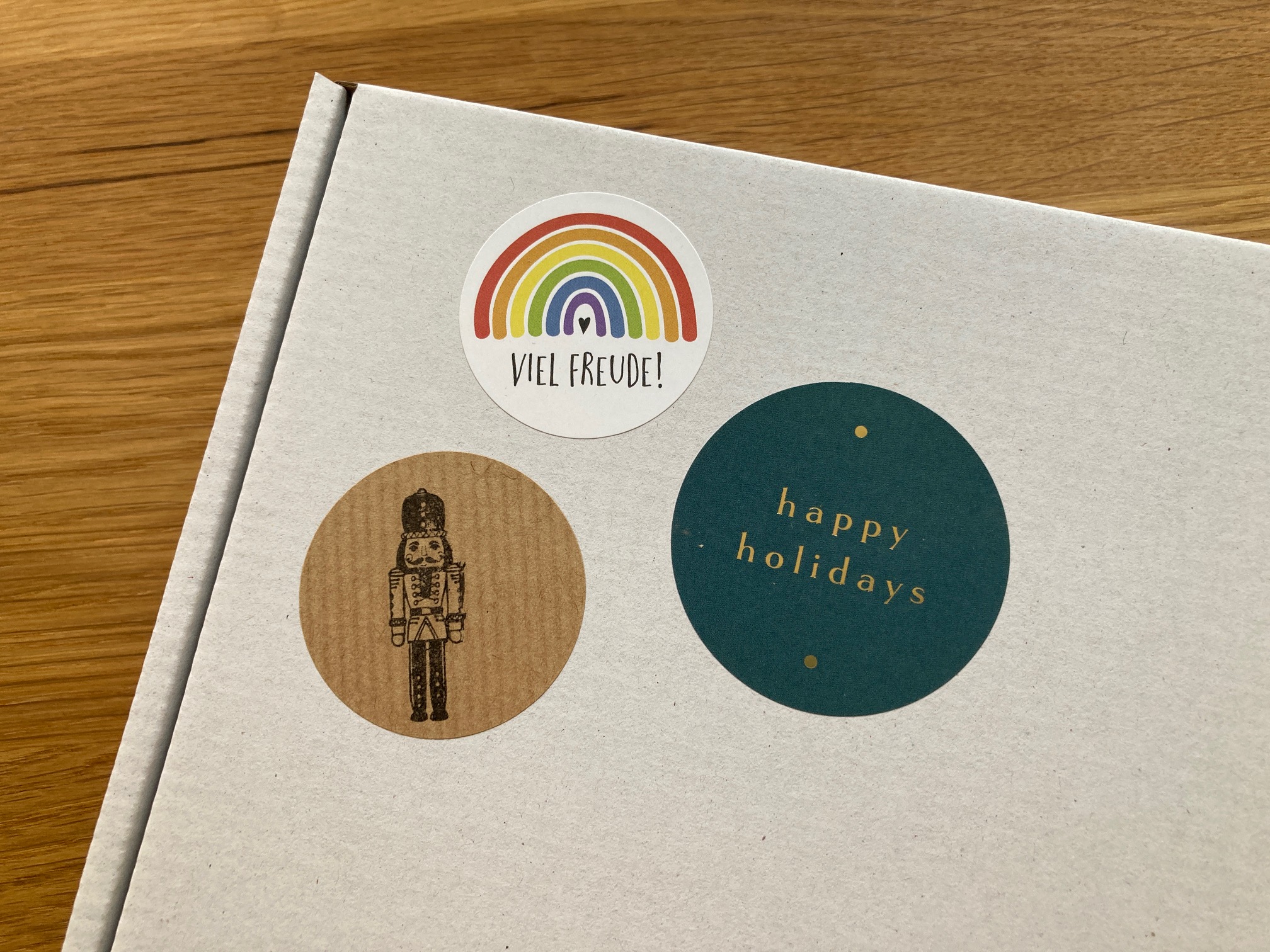 Aufkleber/Sticker "happy holiday - merry christmas - best wishes", 3er Set