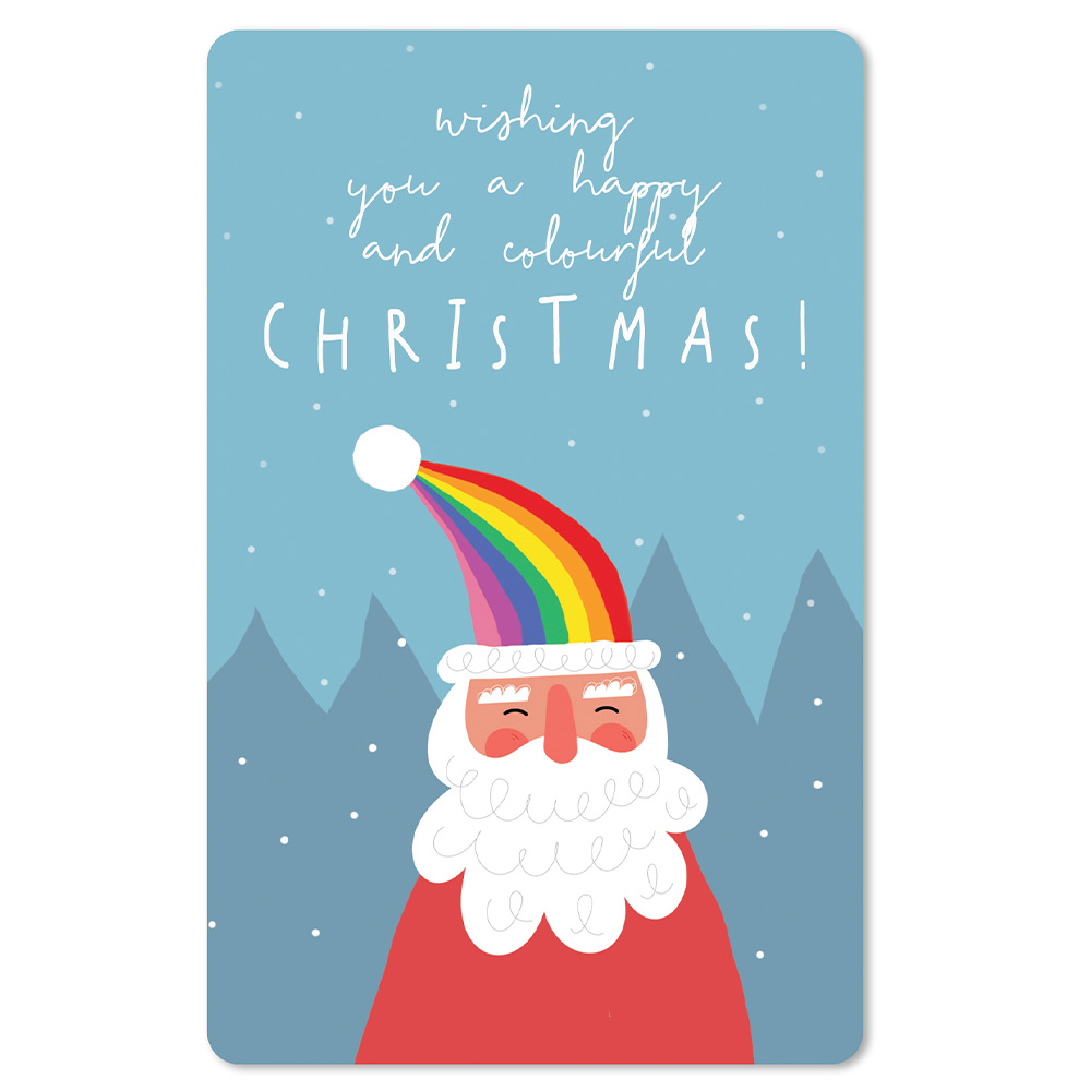 Postkarte "Wishing you a happy and colourful christmas - Weihnachtsmann"