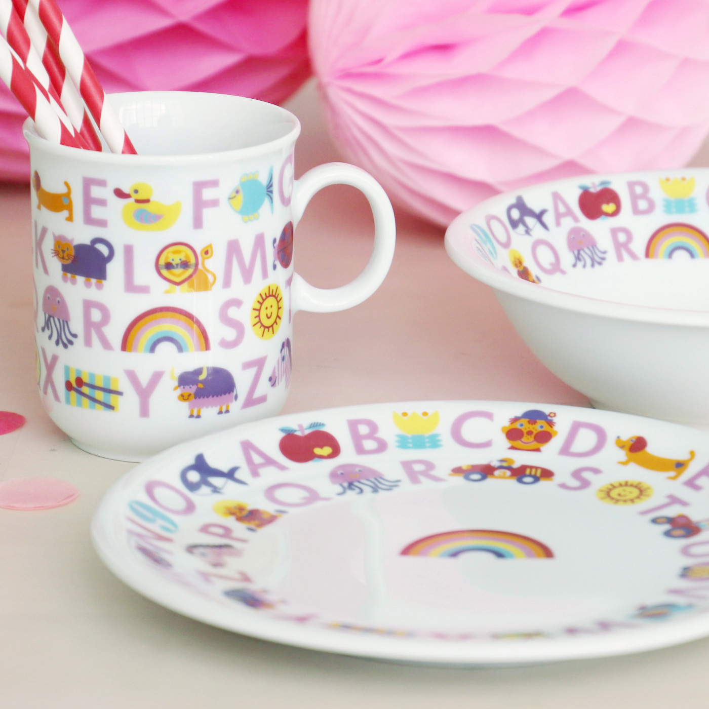 byGraziela Geschirr-Set ABC, 3 tlg., rosa