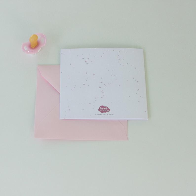Babykarte "Willkommen" rosa mit Maus