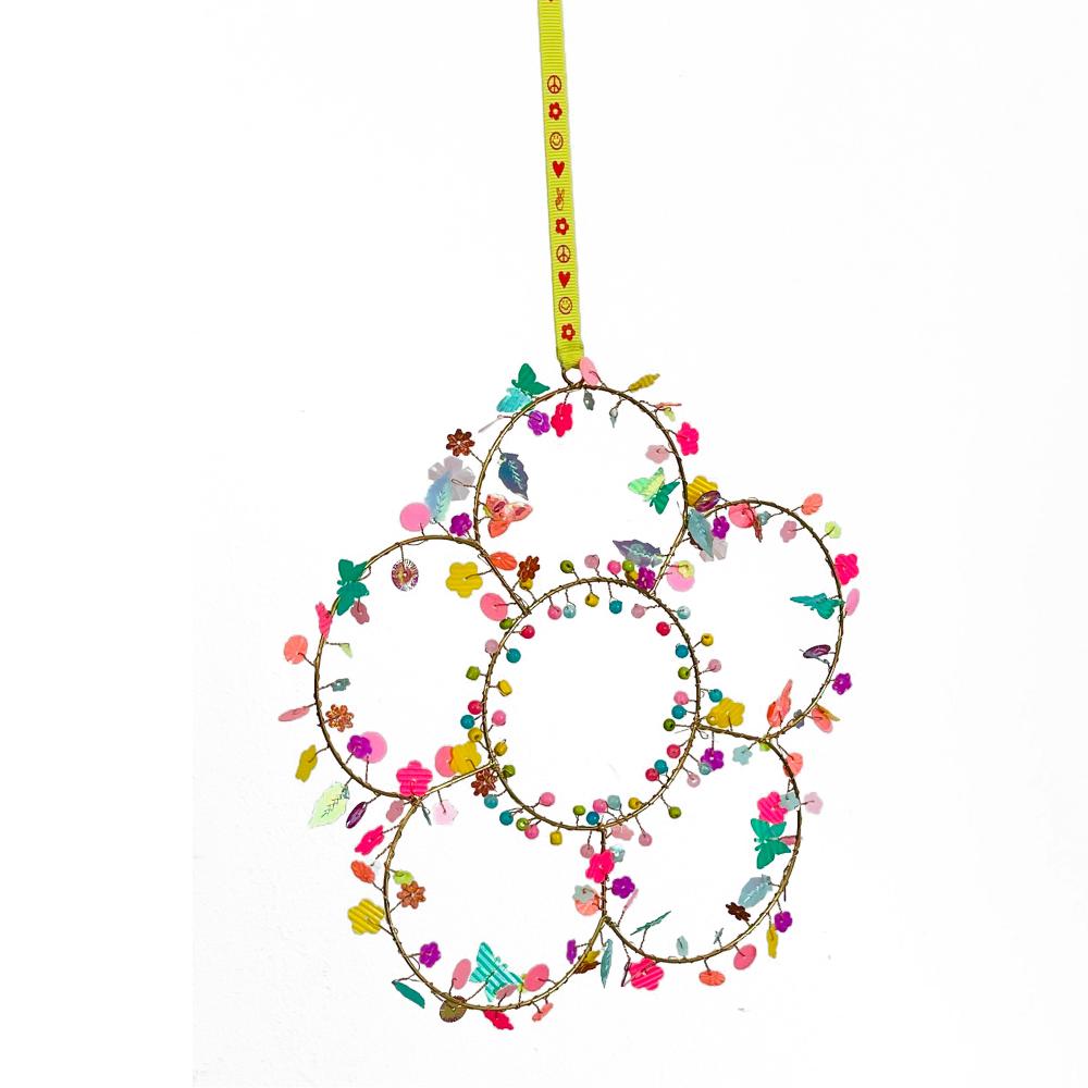 Funkelkranz Blume (bunt/gold)