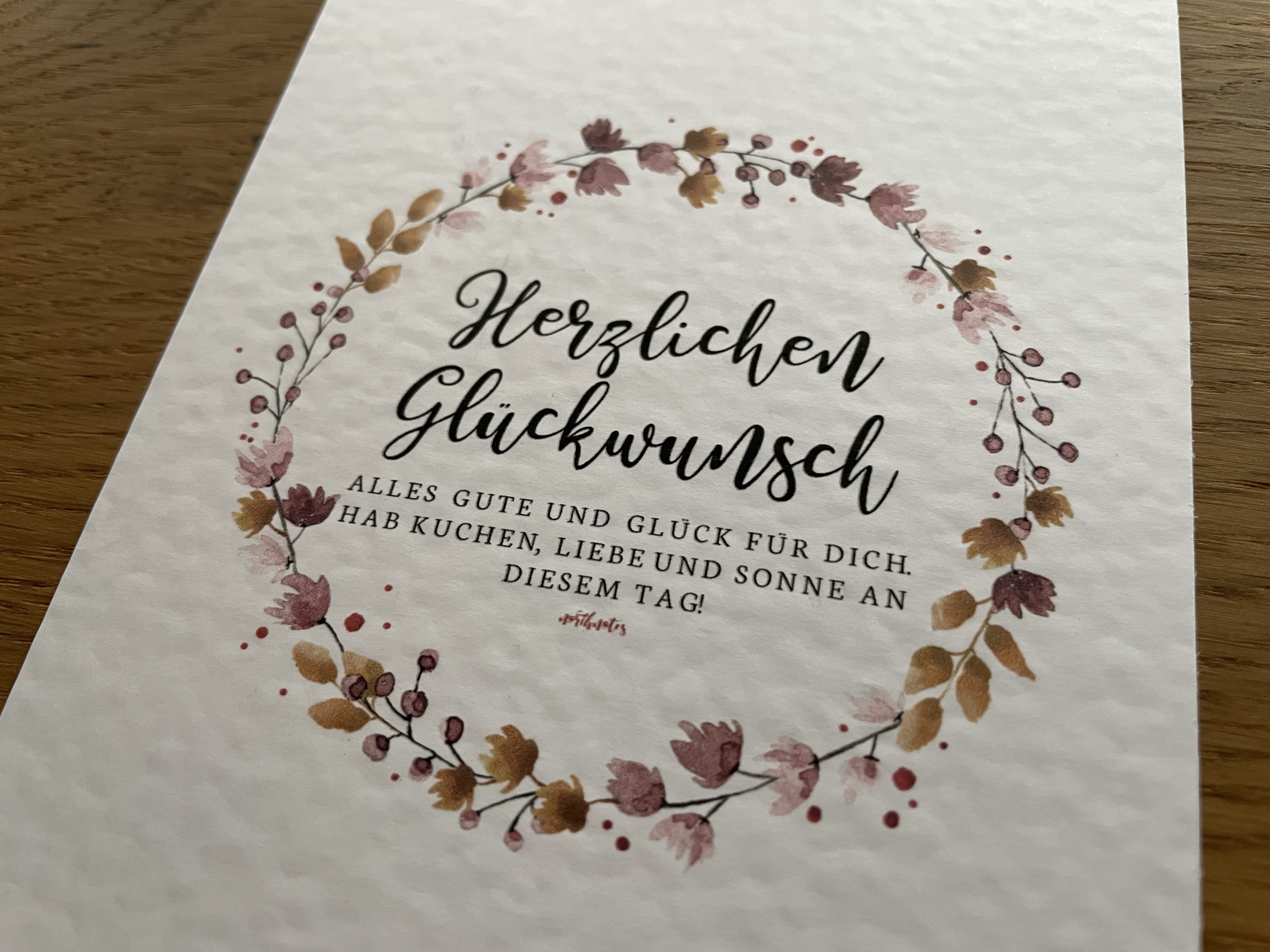 Postkarte "Herzlichen Glückwunsch" Kranz