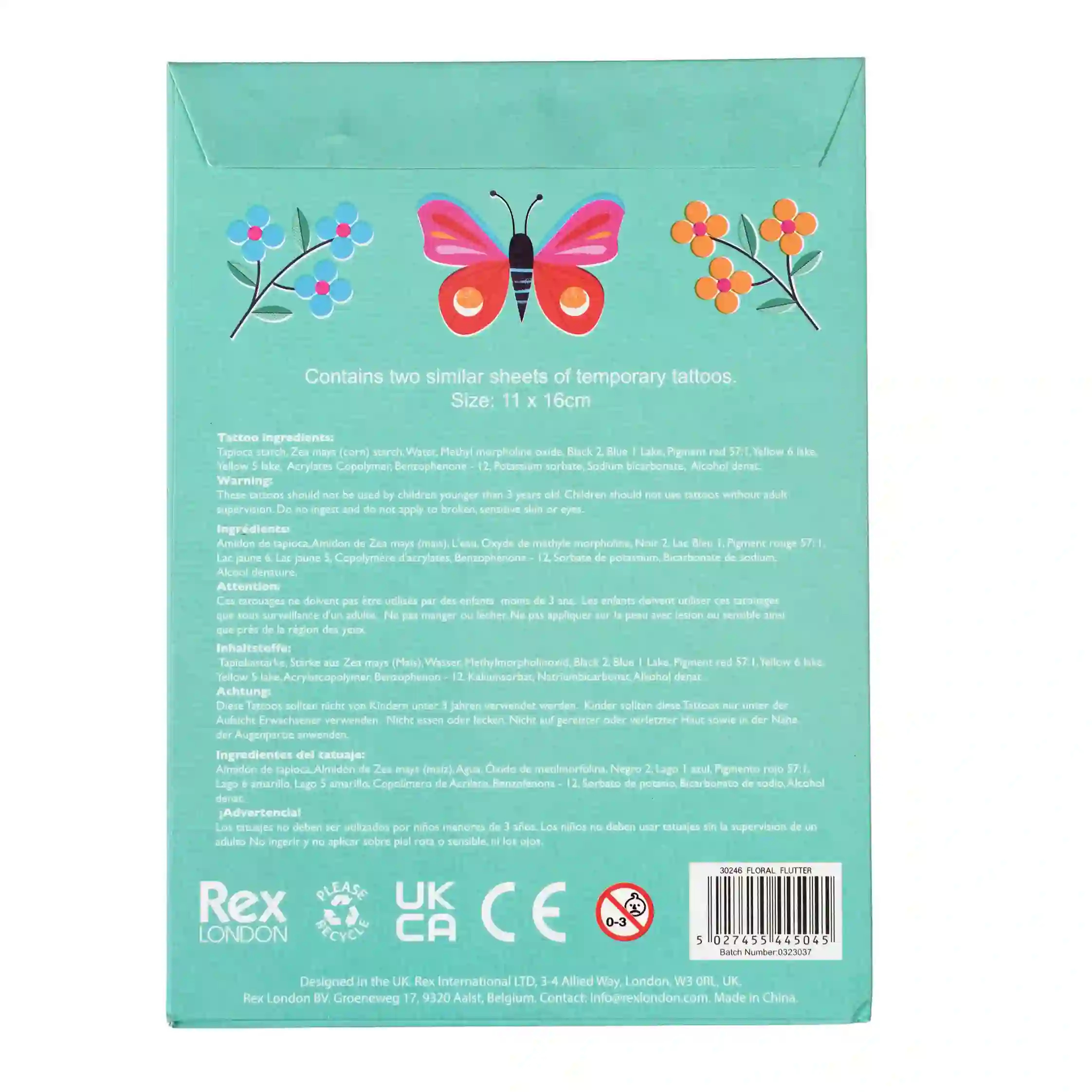 Tattoos "Floral Flutter"- Blumen und Schmetterlinge