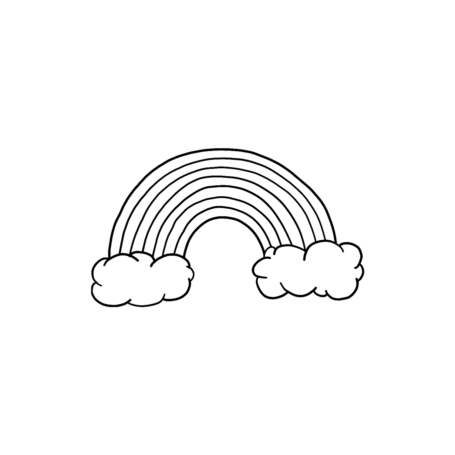 Abdruck Stempel Regenbogen mit Wolken, 12 mm