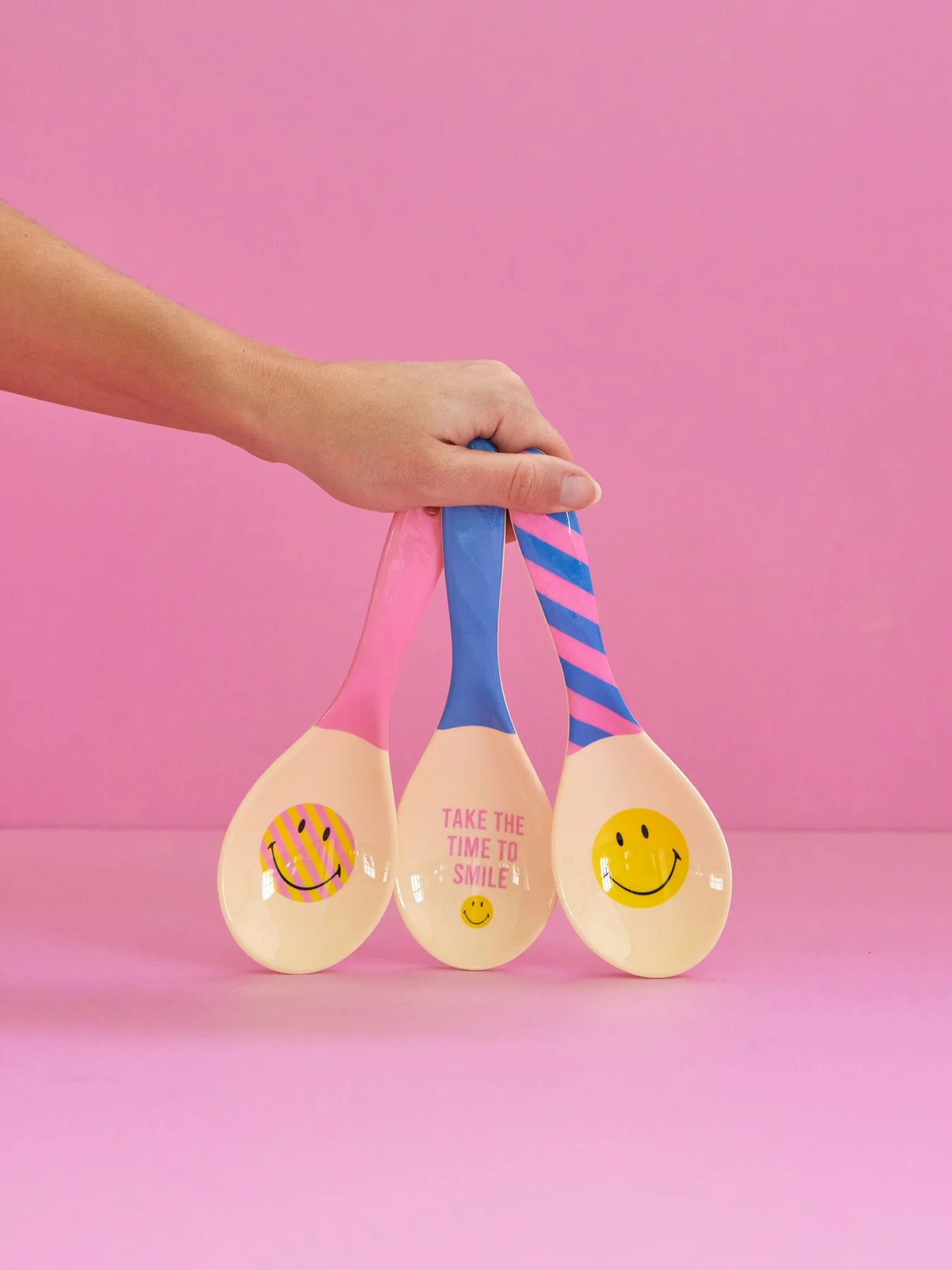 Salat-/Servierlöffel "Smiley" rosa/blau
