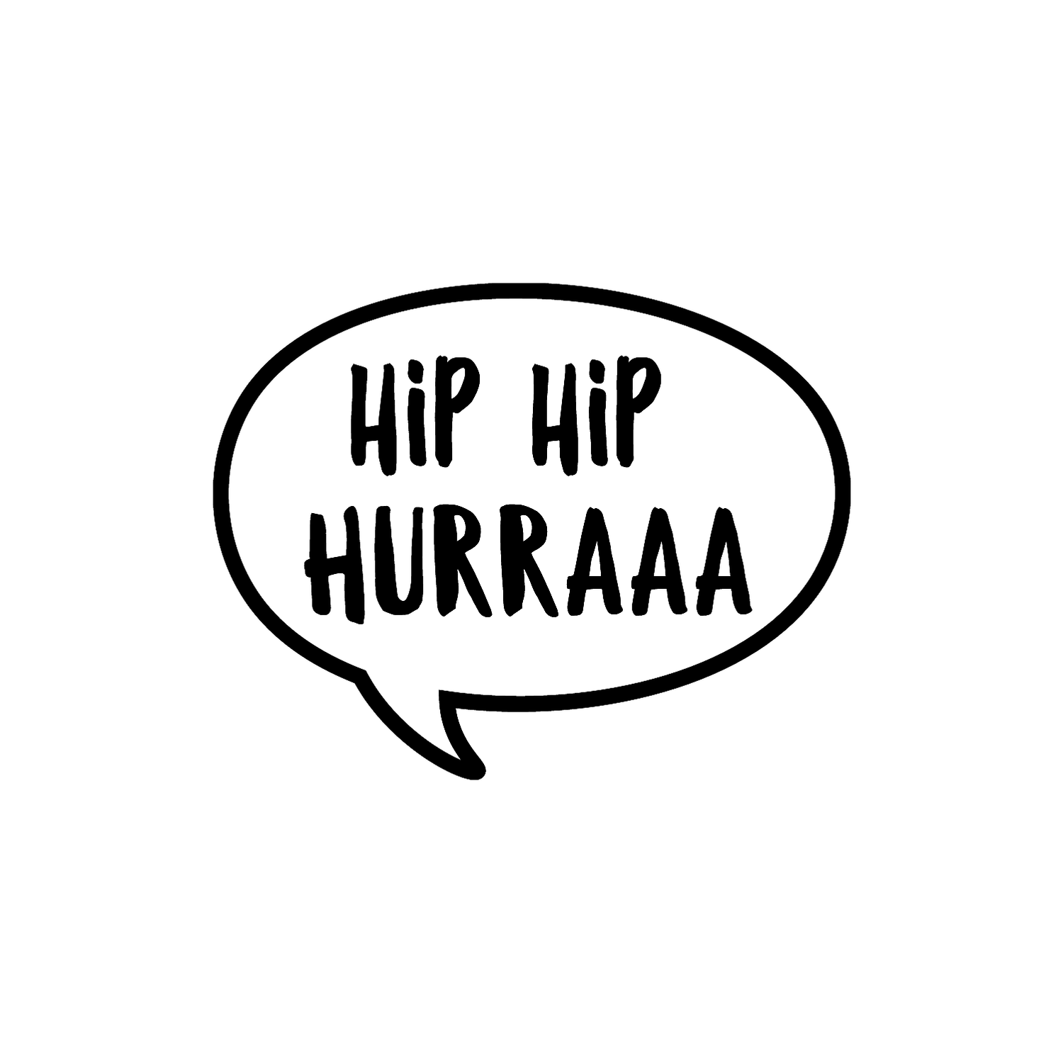 Abdruck Stempel Sprechblase "hip hip hurraaa", 35 mm