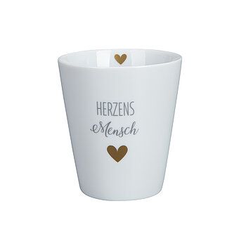 Tasse "Herzensmensch", grau/gold