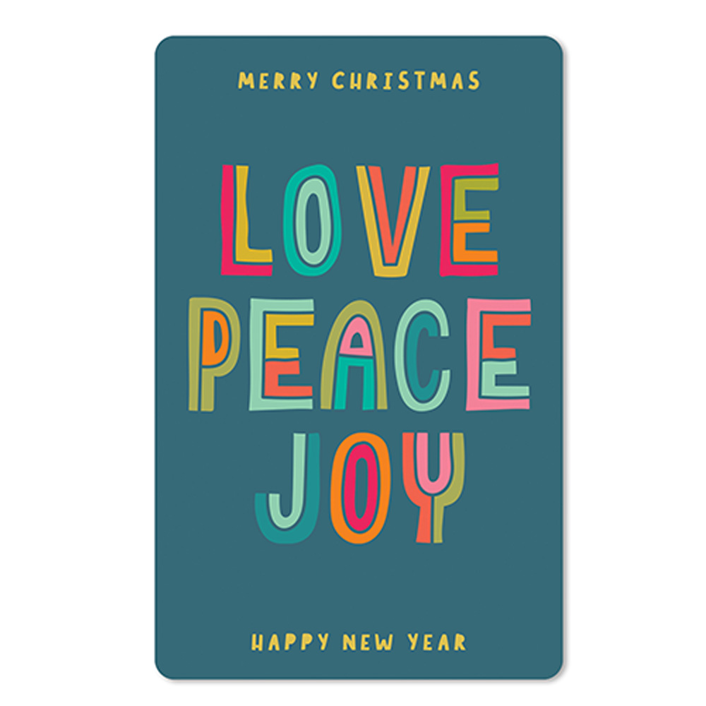 Postkarte "Merry Christmas - Love, Peace, Joy - Happy New Year"