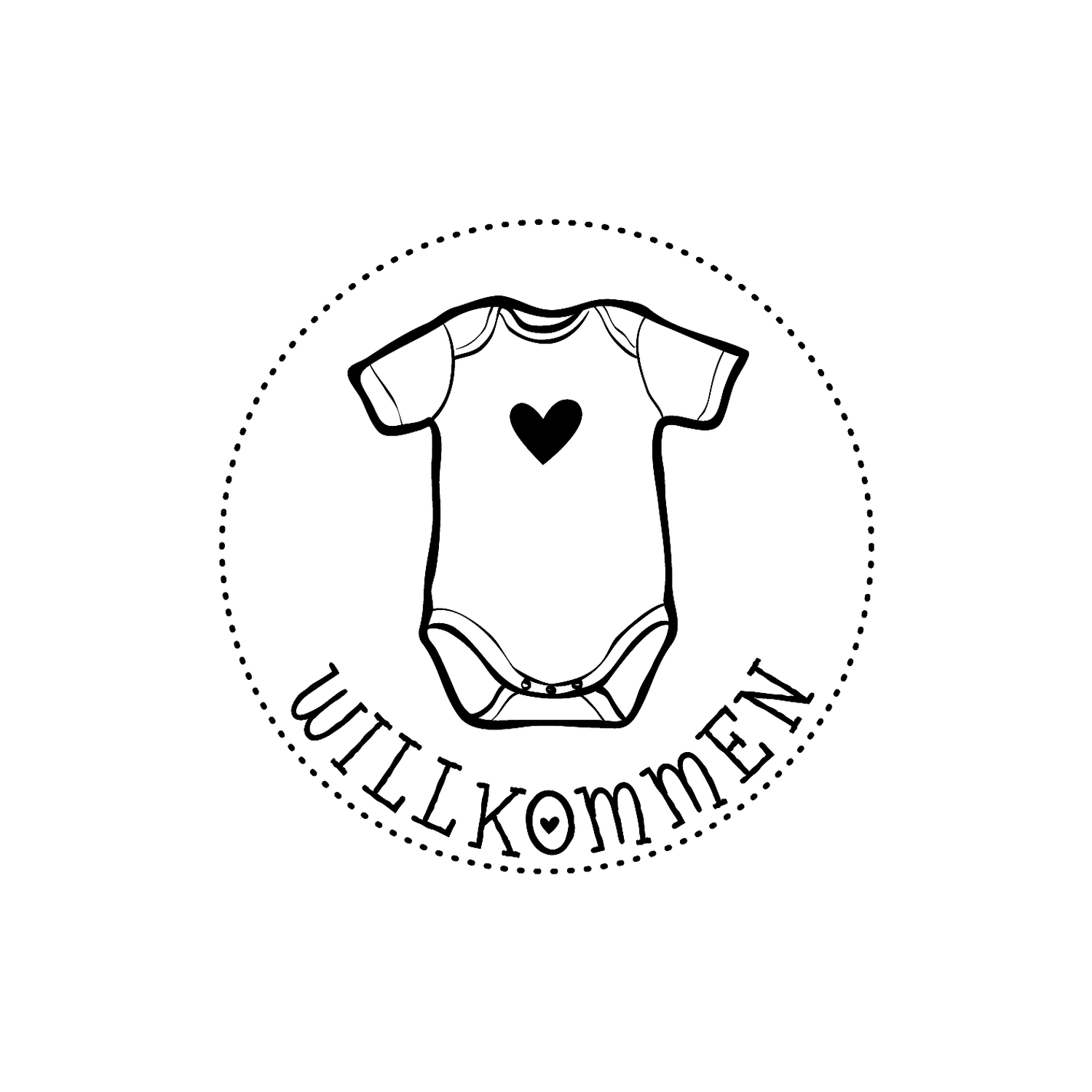 Abdruck Stempel Willkommen (Baby), 45 mm