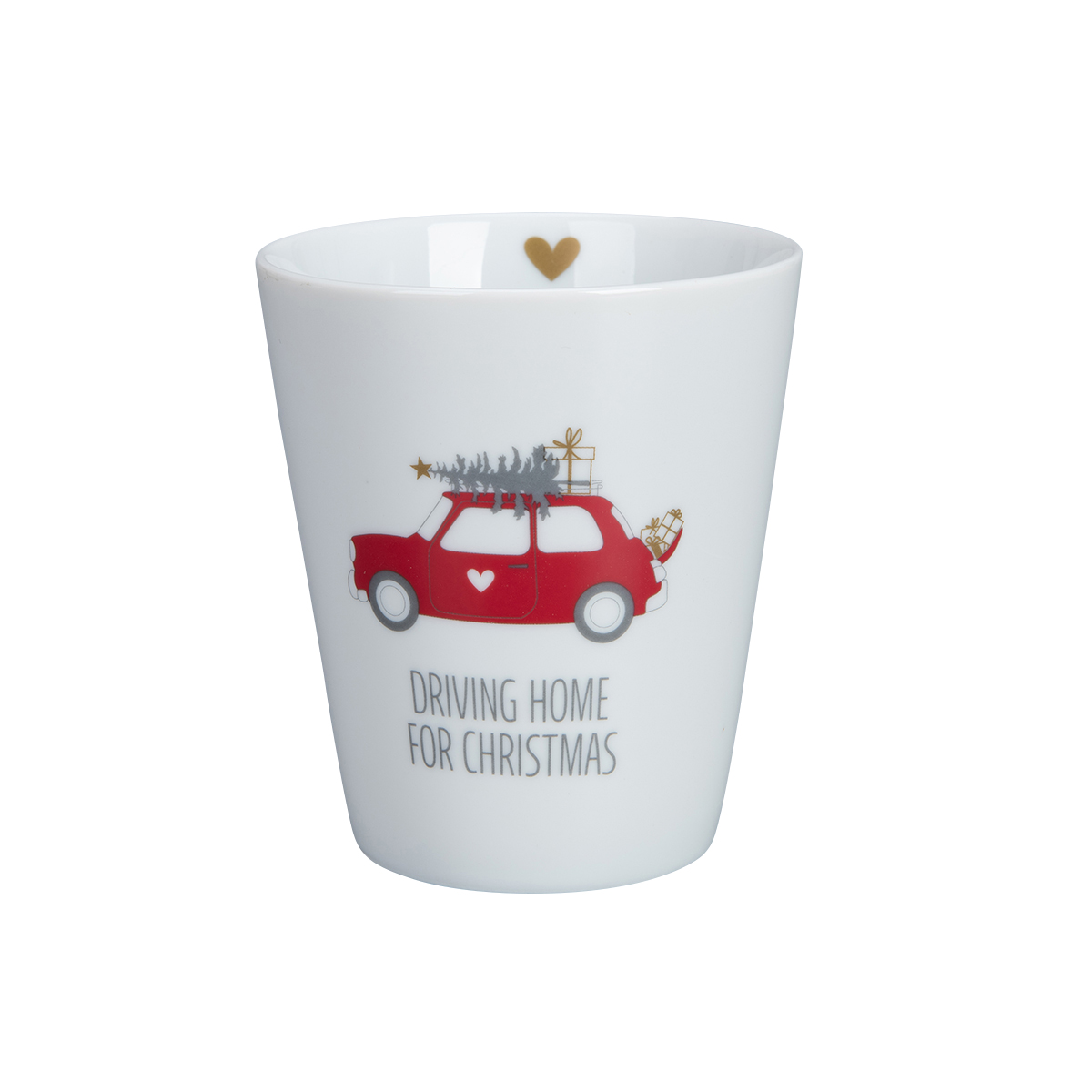 Tasse "driving home for Christmas", rotes Auto