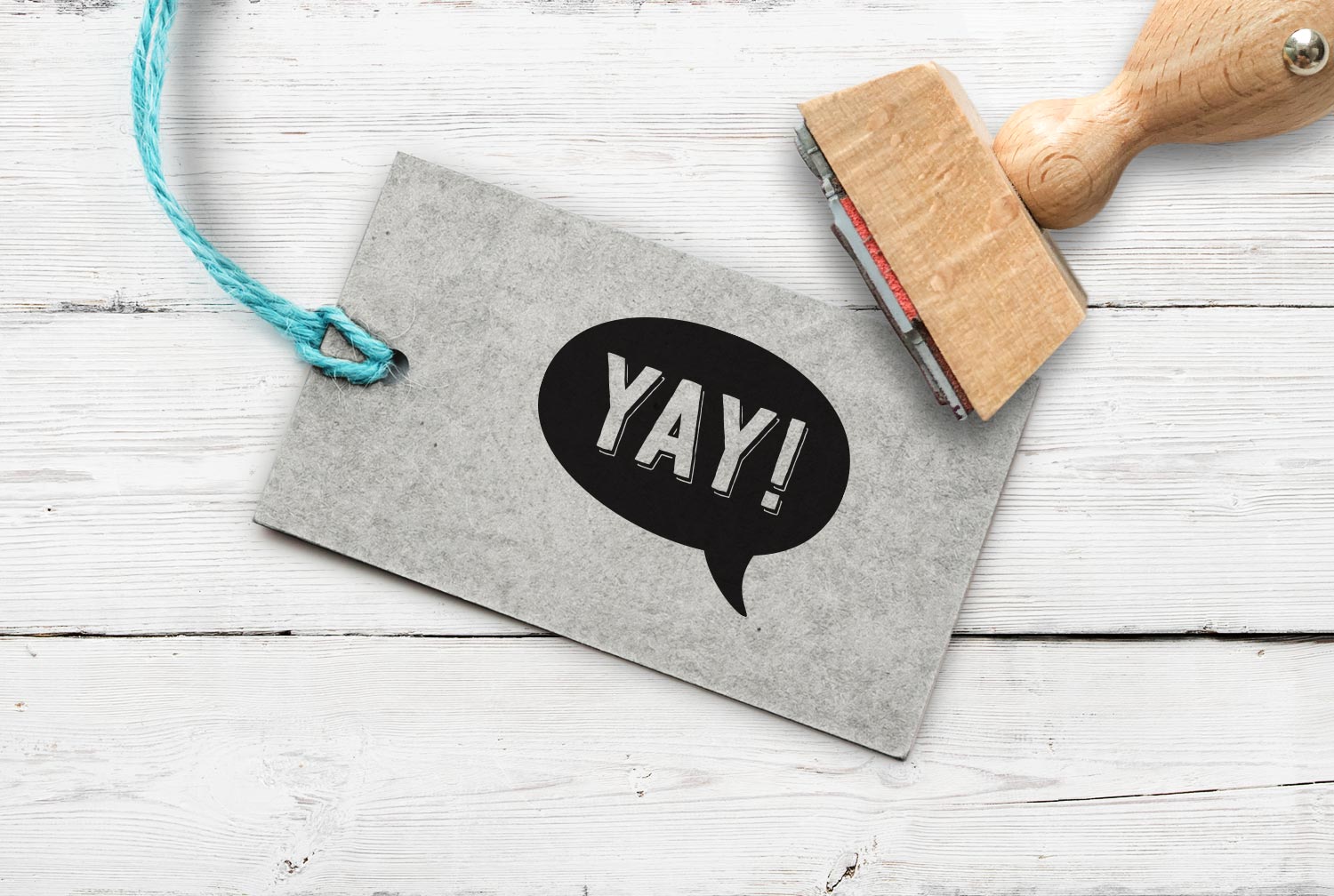 Stempel Sprechblase "YAY" (schwarz), 35 mm