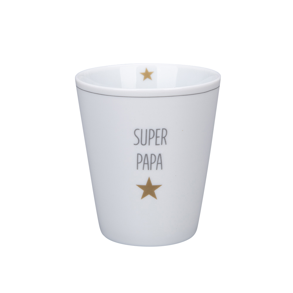 Tasse "Super Papa", grau mit goldenem Stern