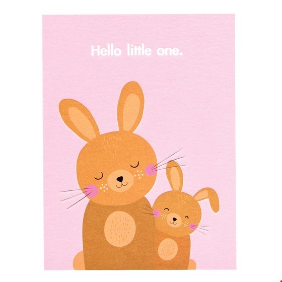 Postkarte Hasen "Hello little one"