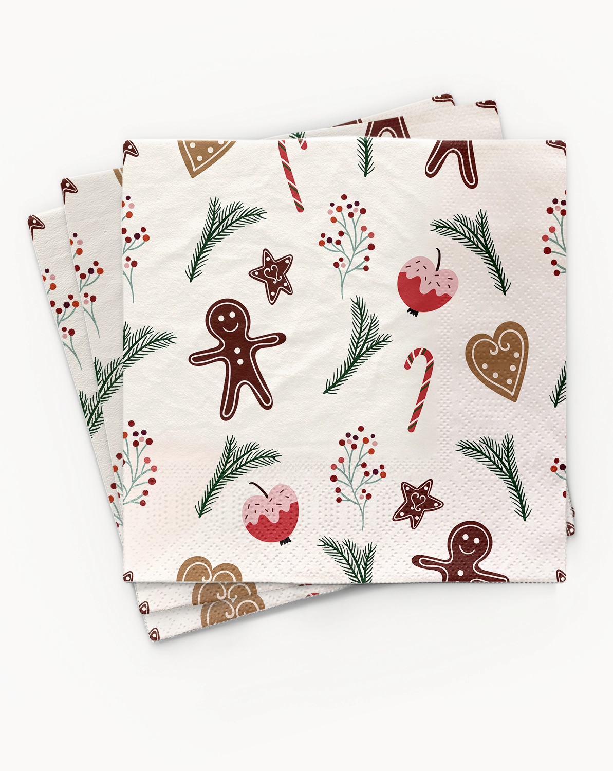 Servietten "Gingerbread - Lebkuchenmännchen, Zuckerstangen"