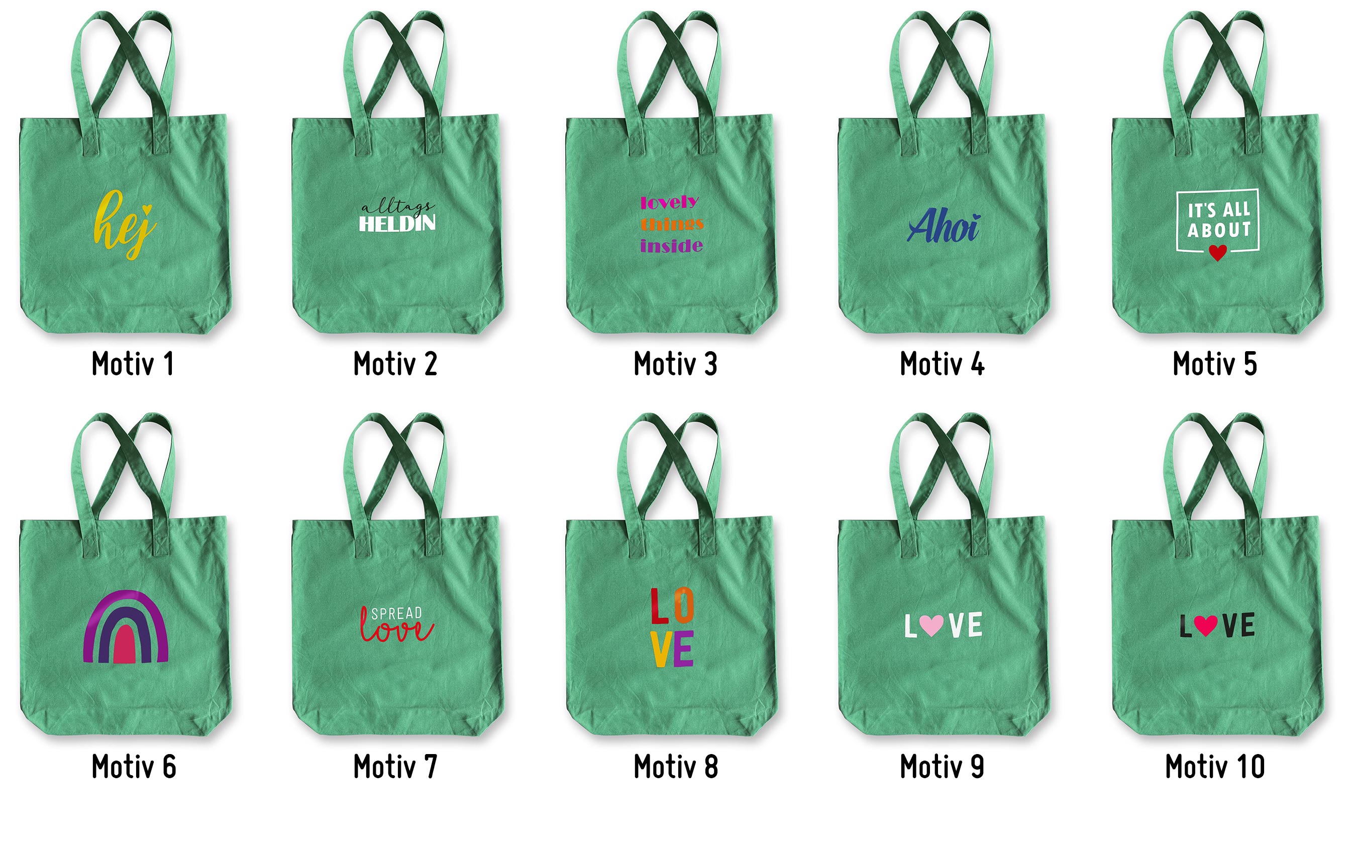 Tasche aus Baumwoll-Canvas mit Motiv zur Auswahl