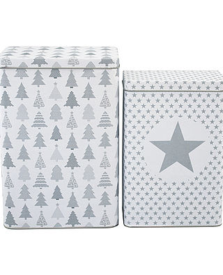 Metallboxen, 2er-Set, Tannenbäumchen &Sterne