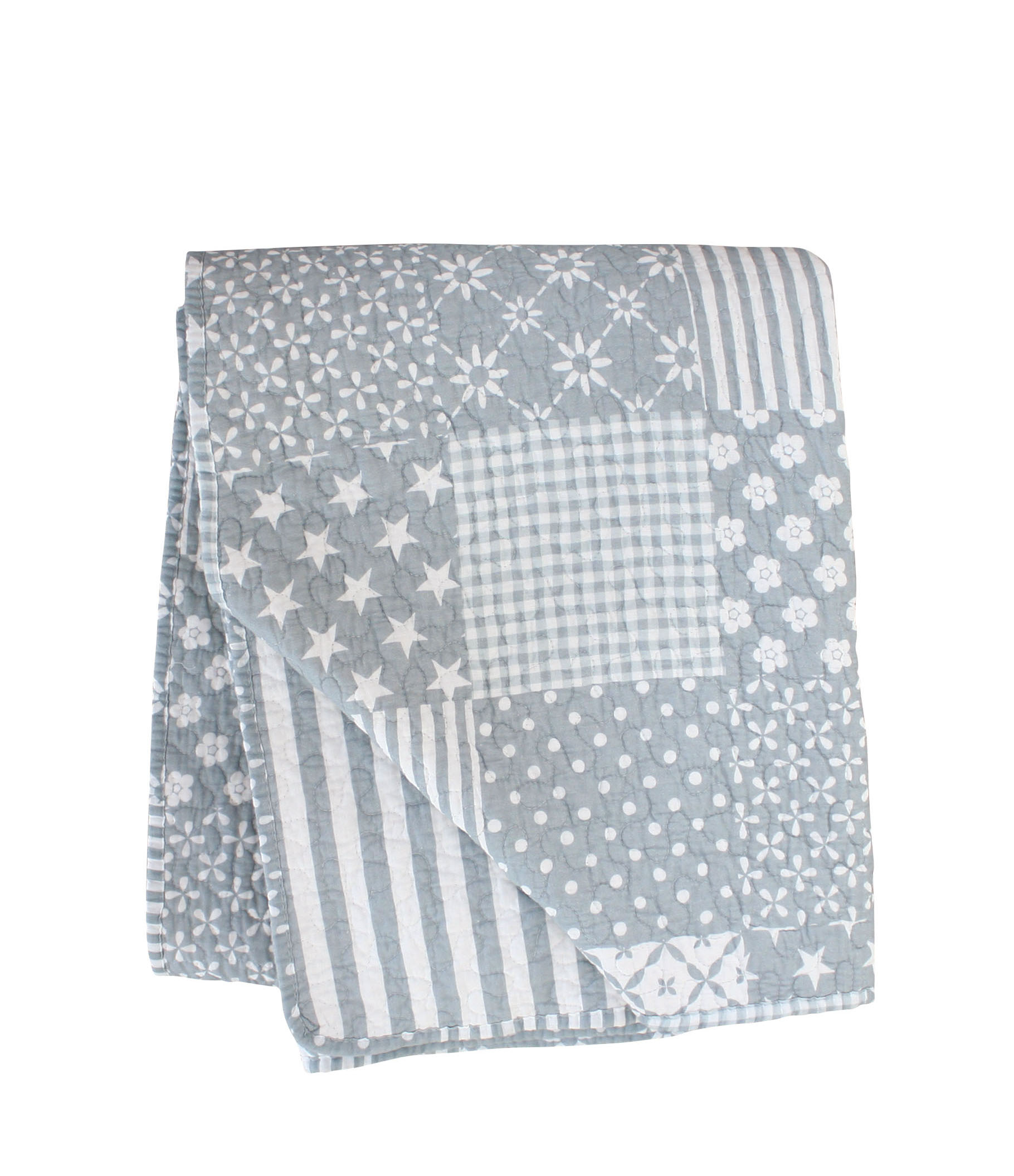 Tagesdecke/Quilt/Sofadecke im Patchwork-Design, grau