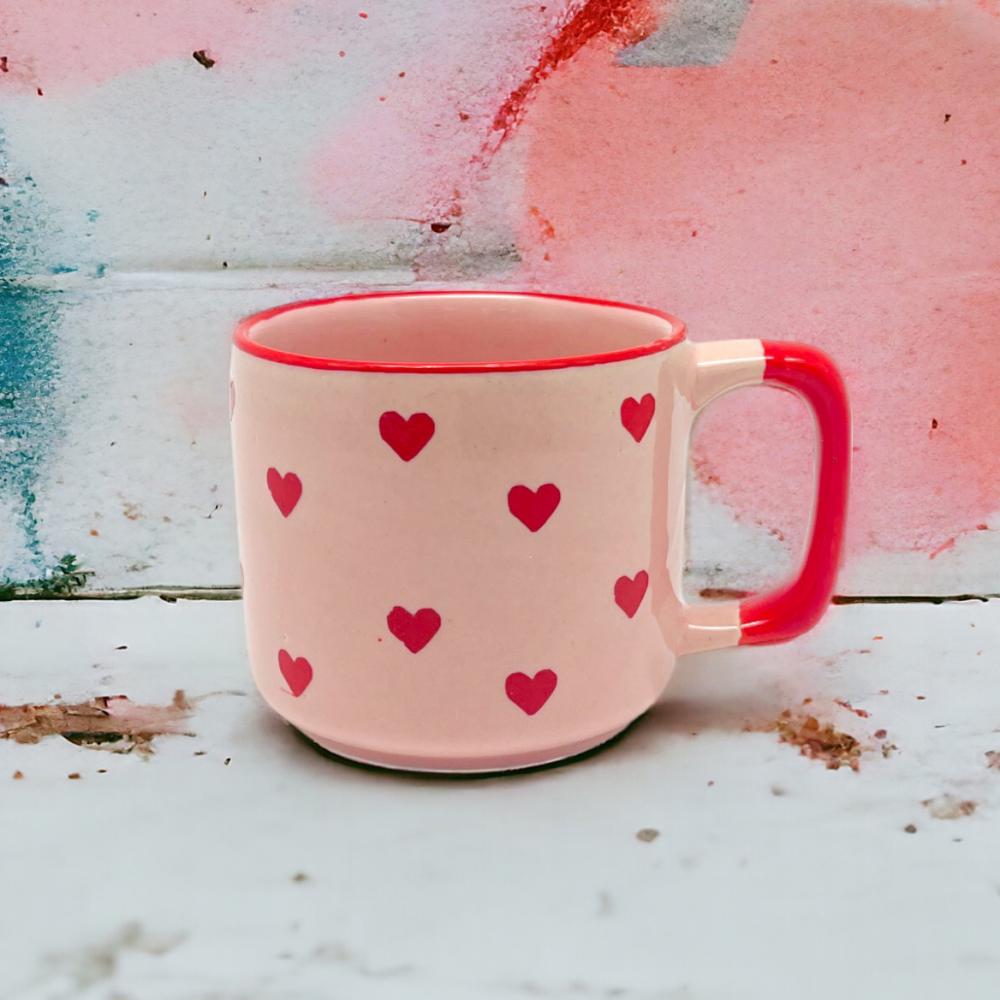 Tasse "Hearts with hearts", rosa/rot