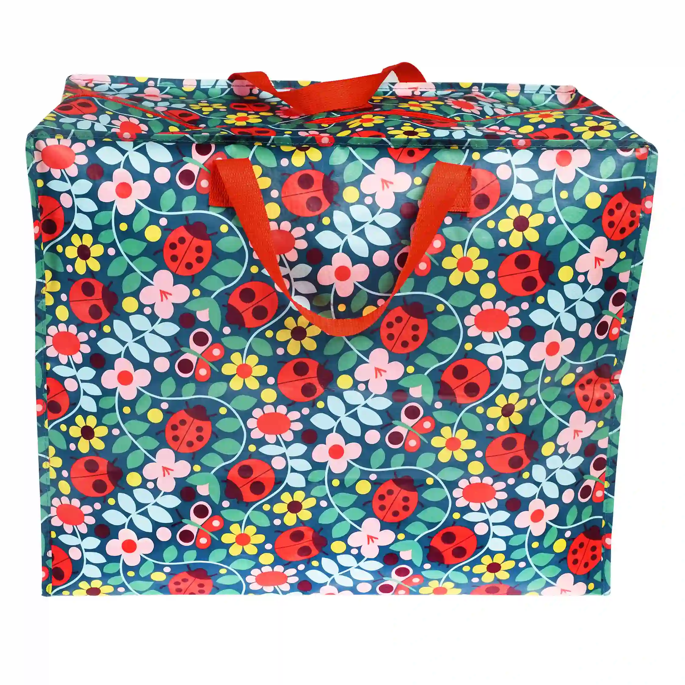 Große Tasche mit Marienkäfer und Blumen