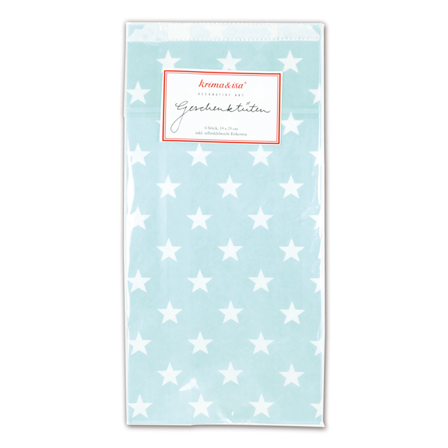 krima&isa 6 kleine Geschenktüten Sterne türkis