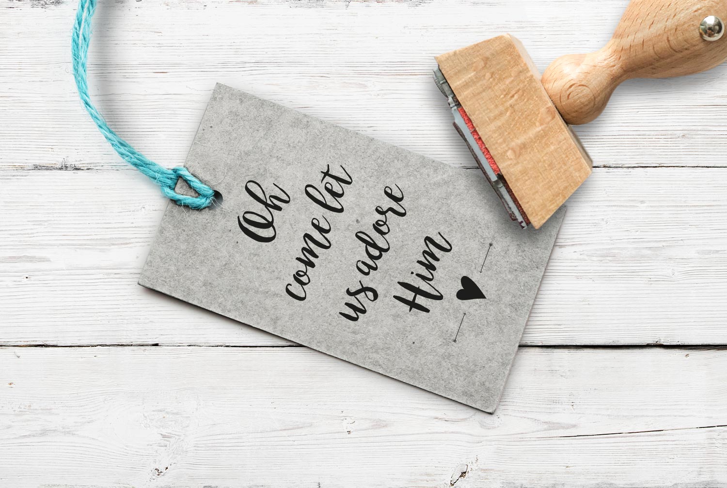 Stempel mit Schriftzug "Oh come let us adore him" 84 mm