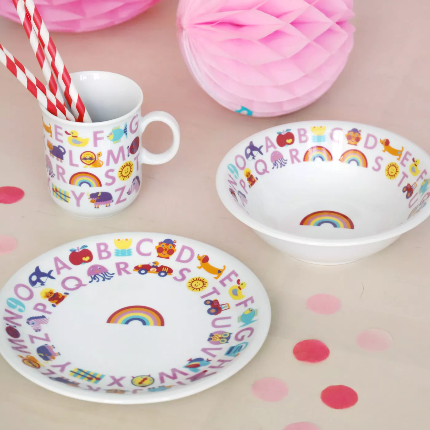 byGraziela Geschirr-Set ABC, 3 tlg., rosa