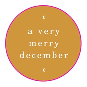 Aufkleber/Sticker "a very merry december", gelb, 3 Stück