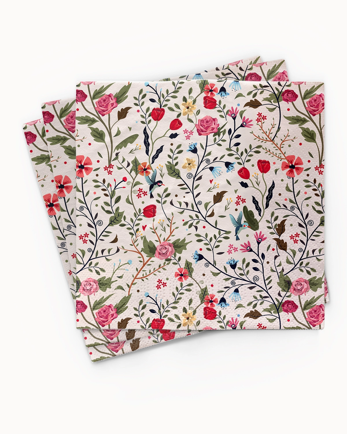 Servietten "Blumen und Vögel"