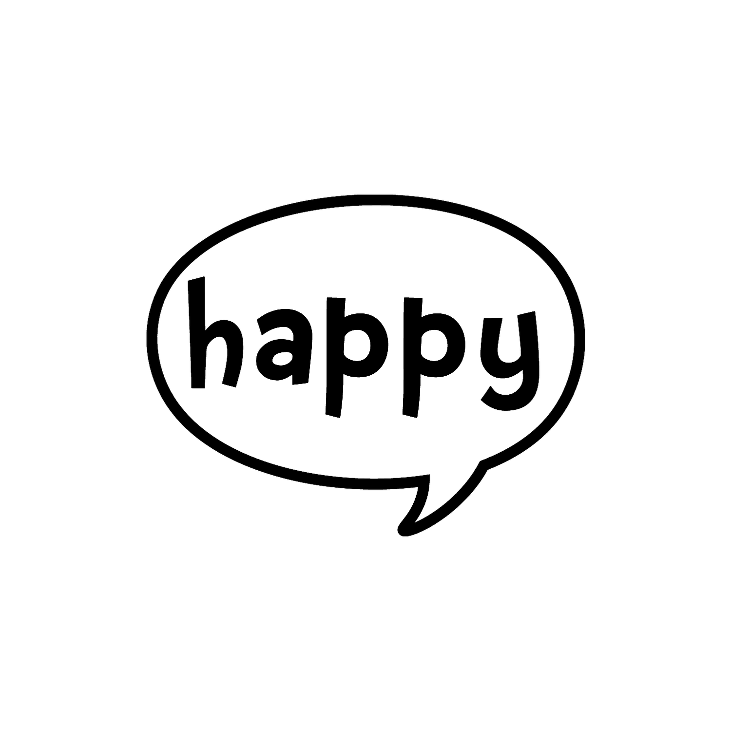 Abdruck Stempel Sprechblase "happy!", 35 mm