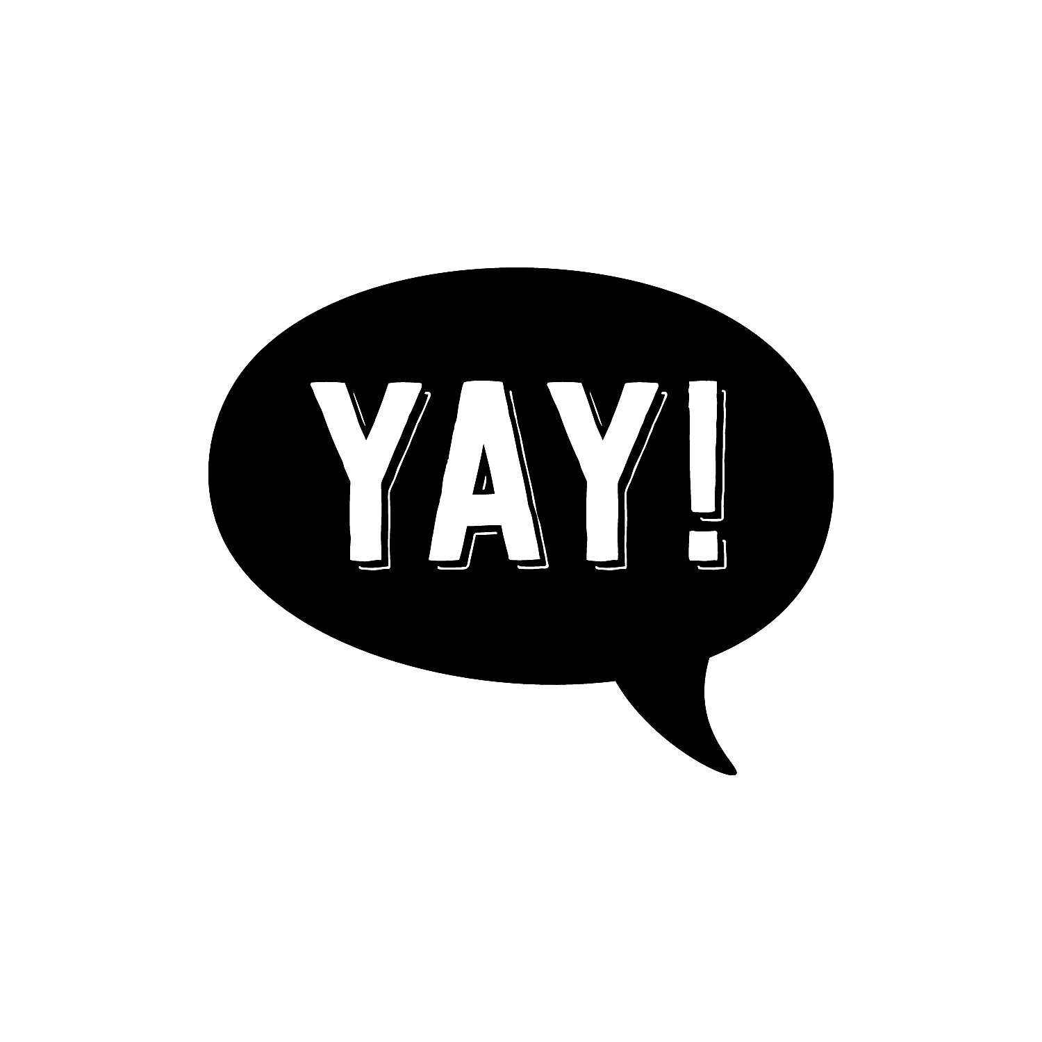 Abdruck Stempel Sprechblase "YAY" (schwarz), 35 mm