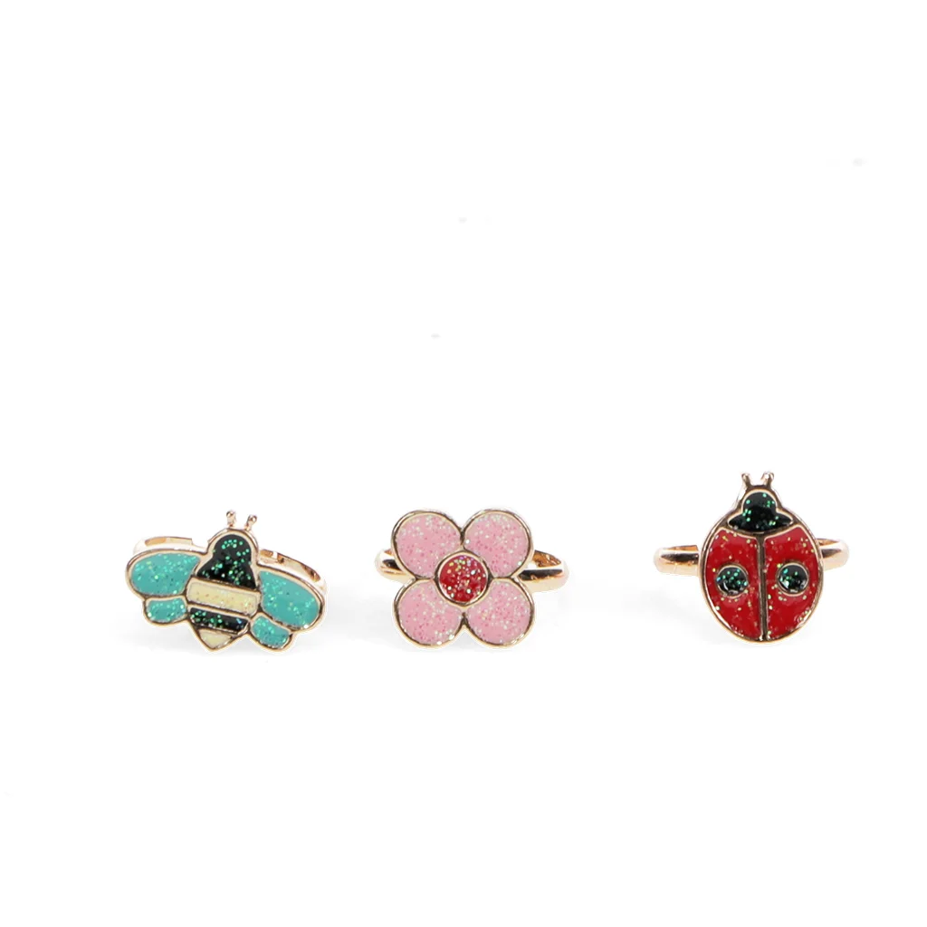 Glitzer-Ringe (3-er Set) "Ladybird"