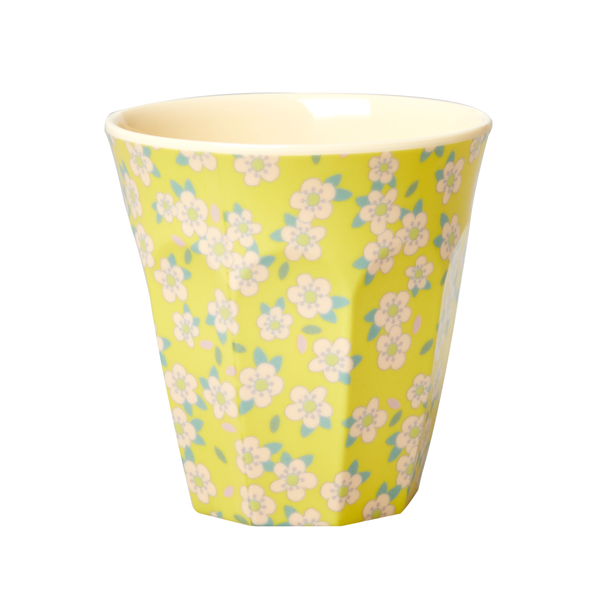 Becher Blümchen gelb/grün (Personalisierung möglich)