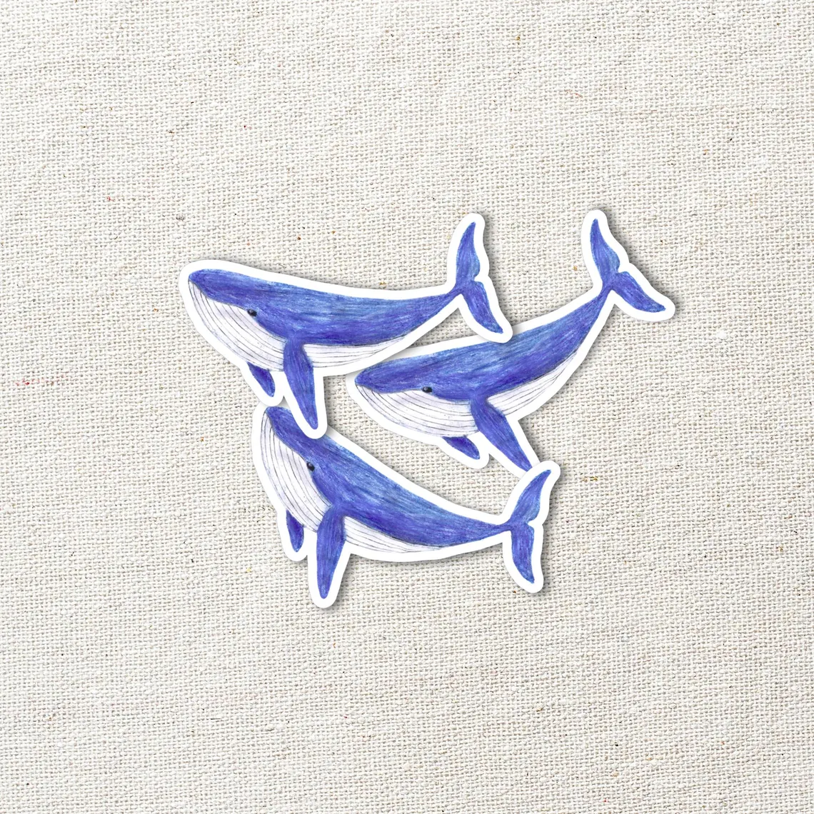 Sticker-Set, Blauwal, Vinyl (handgemalt & handgemacht)