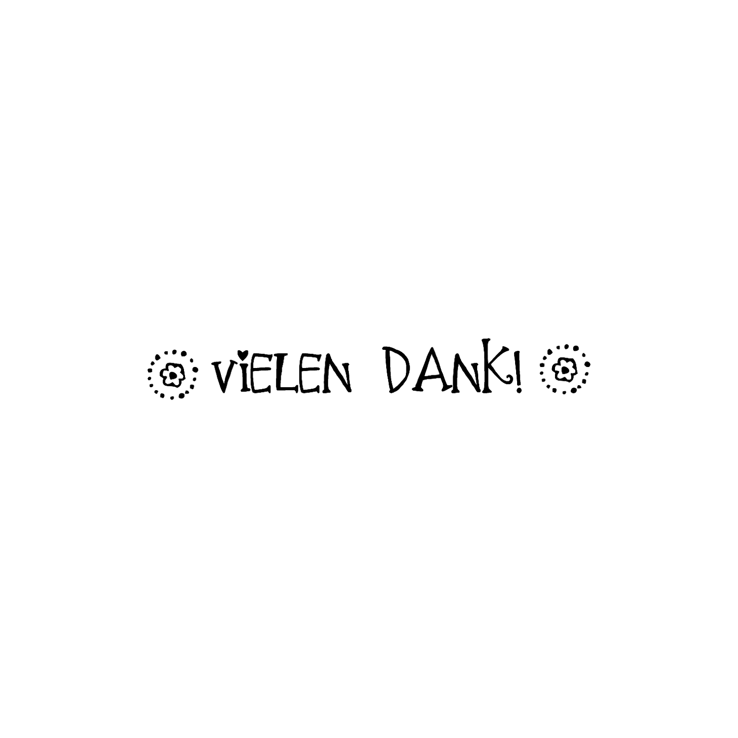 Abdruck Stempel "Vielen Dank" mit Blümchen, 60 mm