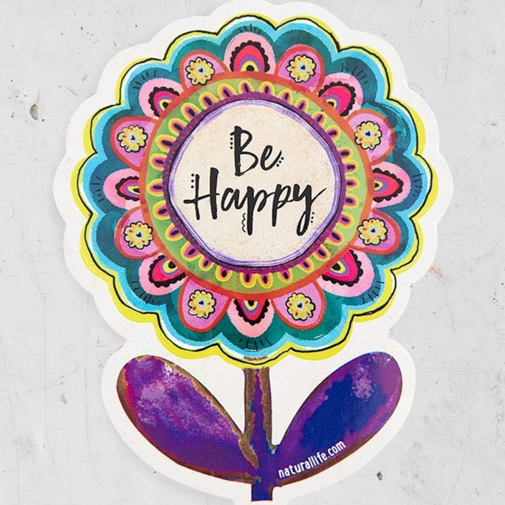 Sticker "be happy" Blume