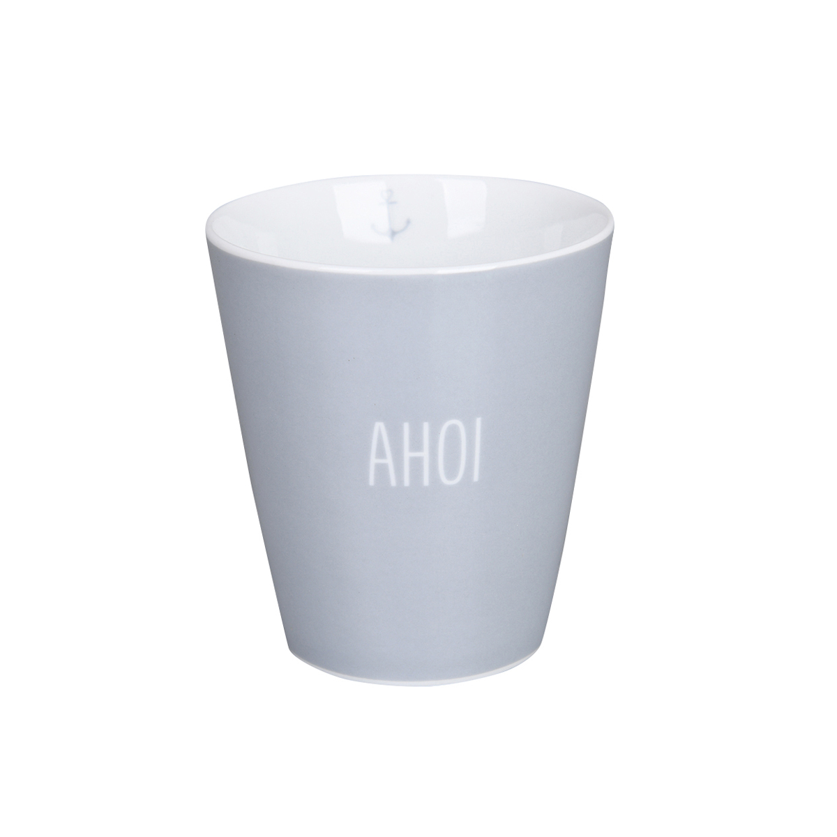 Tasse hellgrau, Ahoi, Happy mug