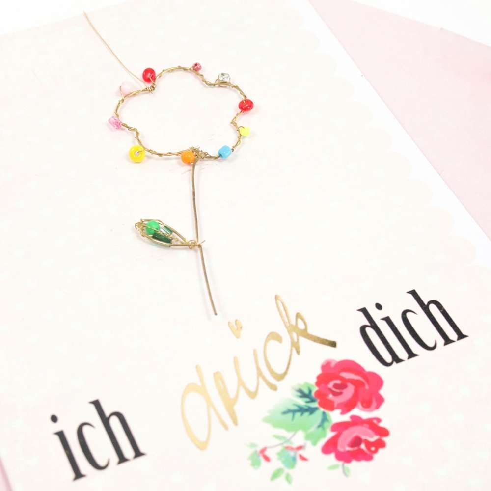 Klappkarte "ich drück dich" mit Umschlag und kleinem Anhänger