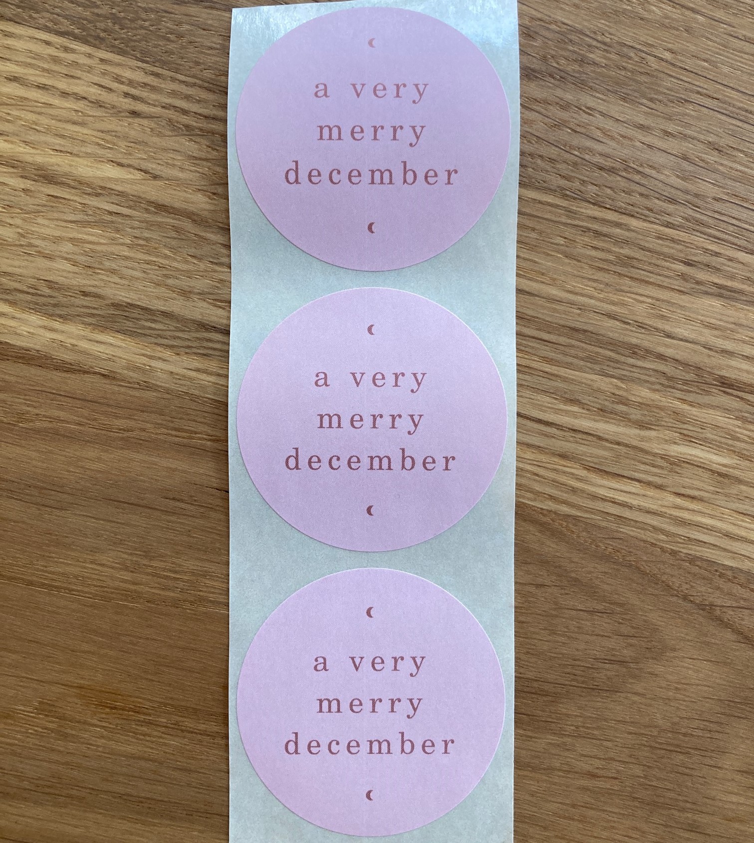 Aufkleber/Sticker "a very merry december", rosa, 3 Stück