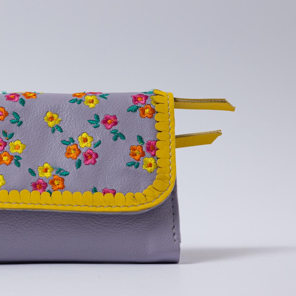 Portemonnaie, Leder, Millefleur viola