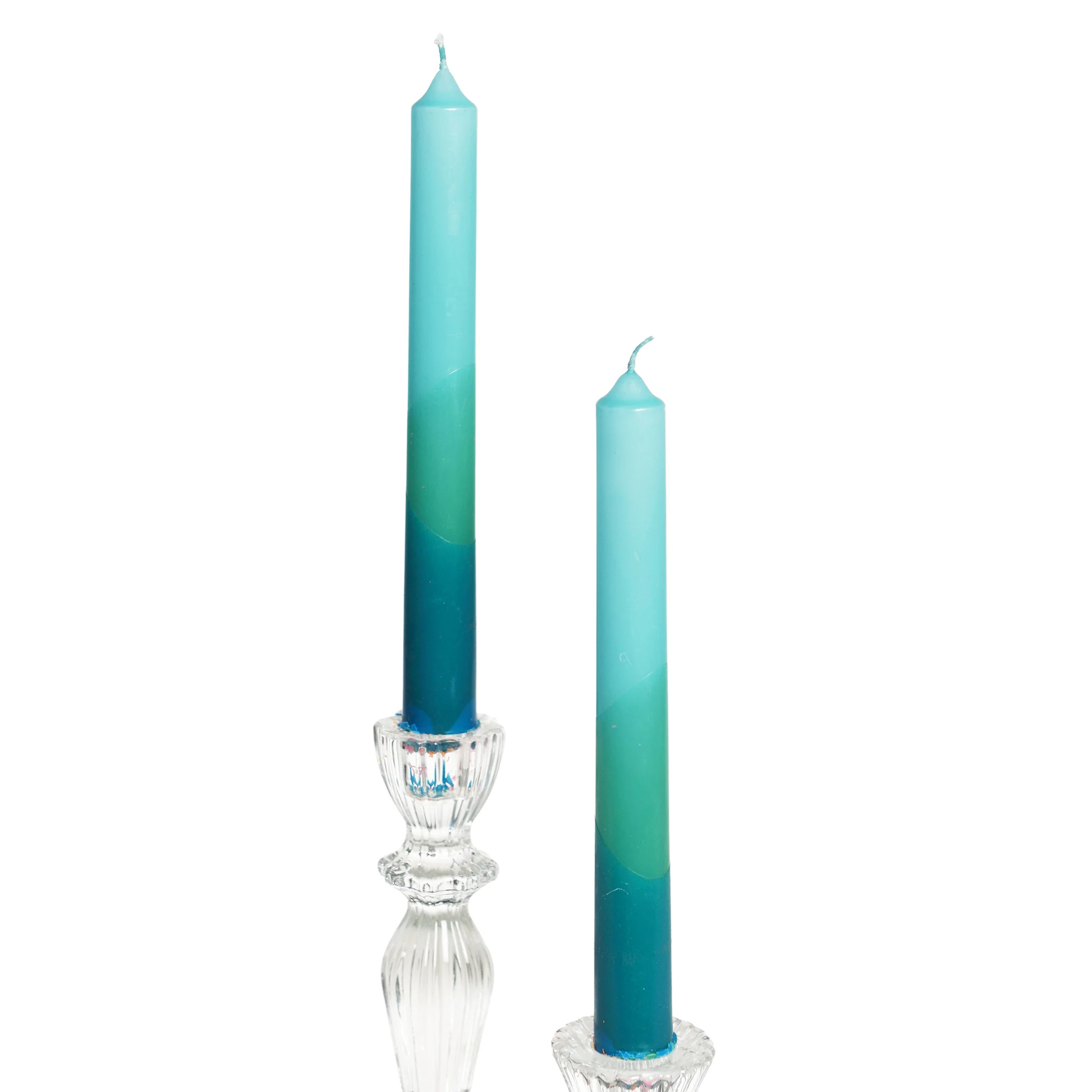 Dip Dye Kerzen in Hell- & Dunkelblau & Aquamarin (4-er Set)