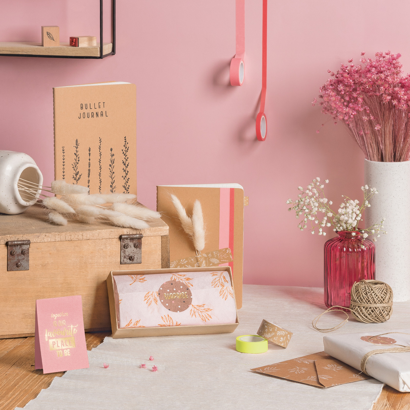 Heyda Deko-Tape "Natur Blätter", rosa