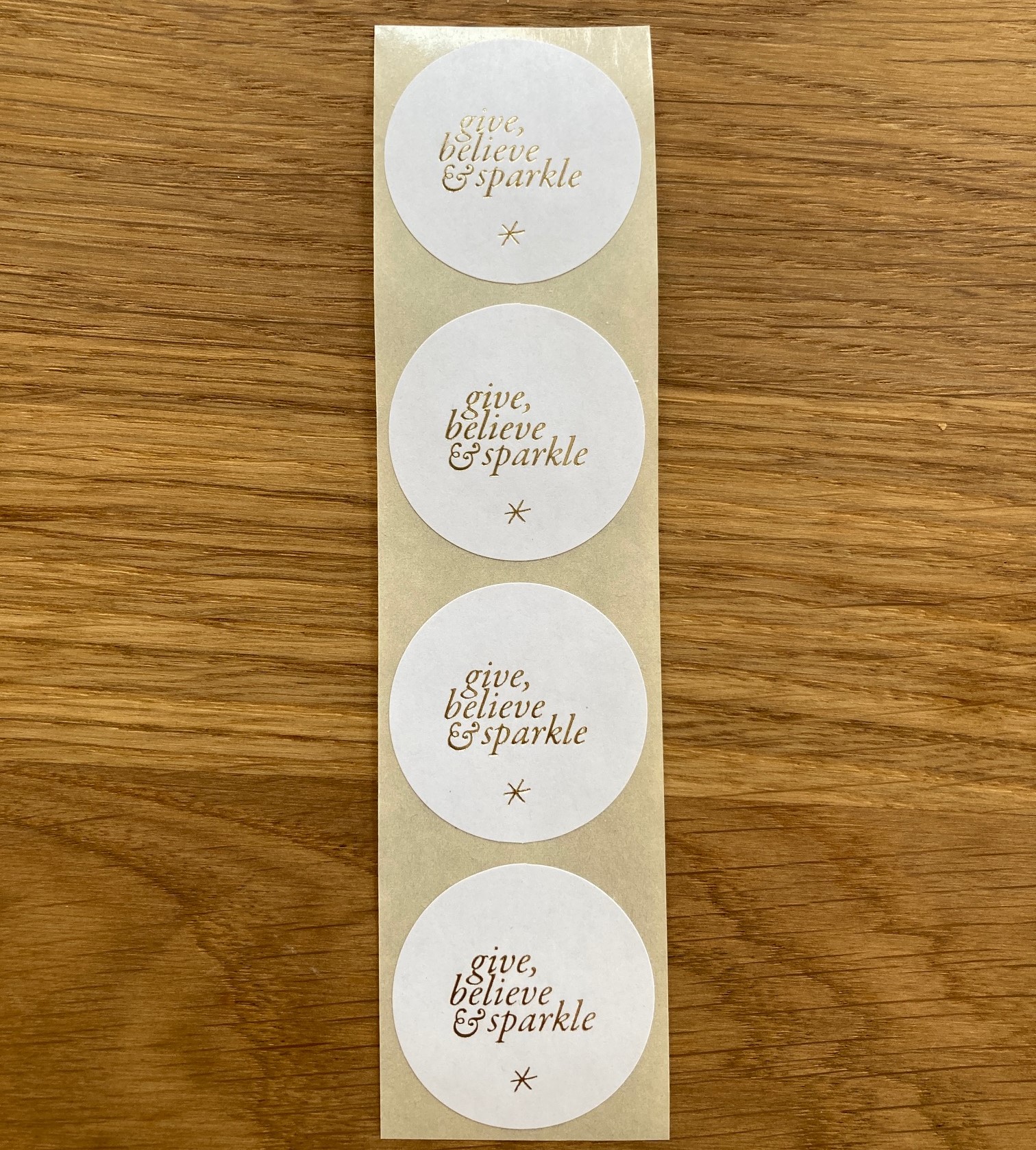 Aufkleber/Sticker "give - believe - sparkle", weiß/gold, 4 Stück