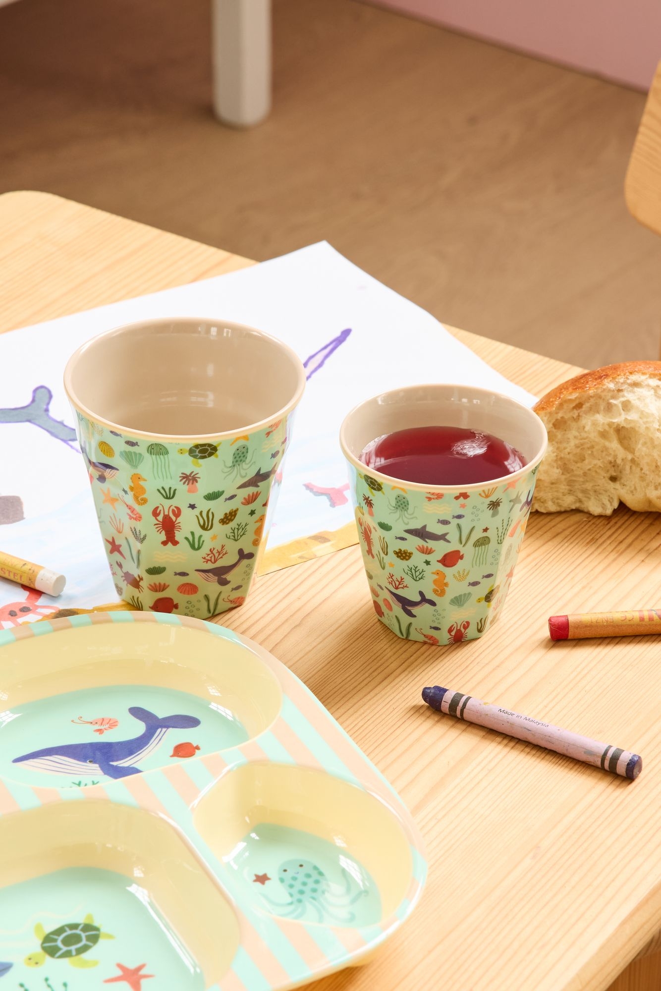 Becher "Meerestiere", blau (Personalisierung möglich)