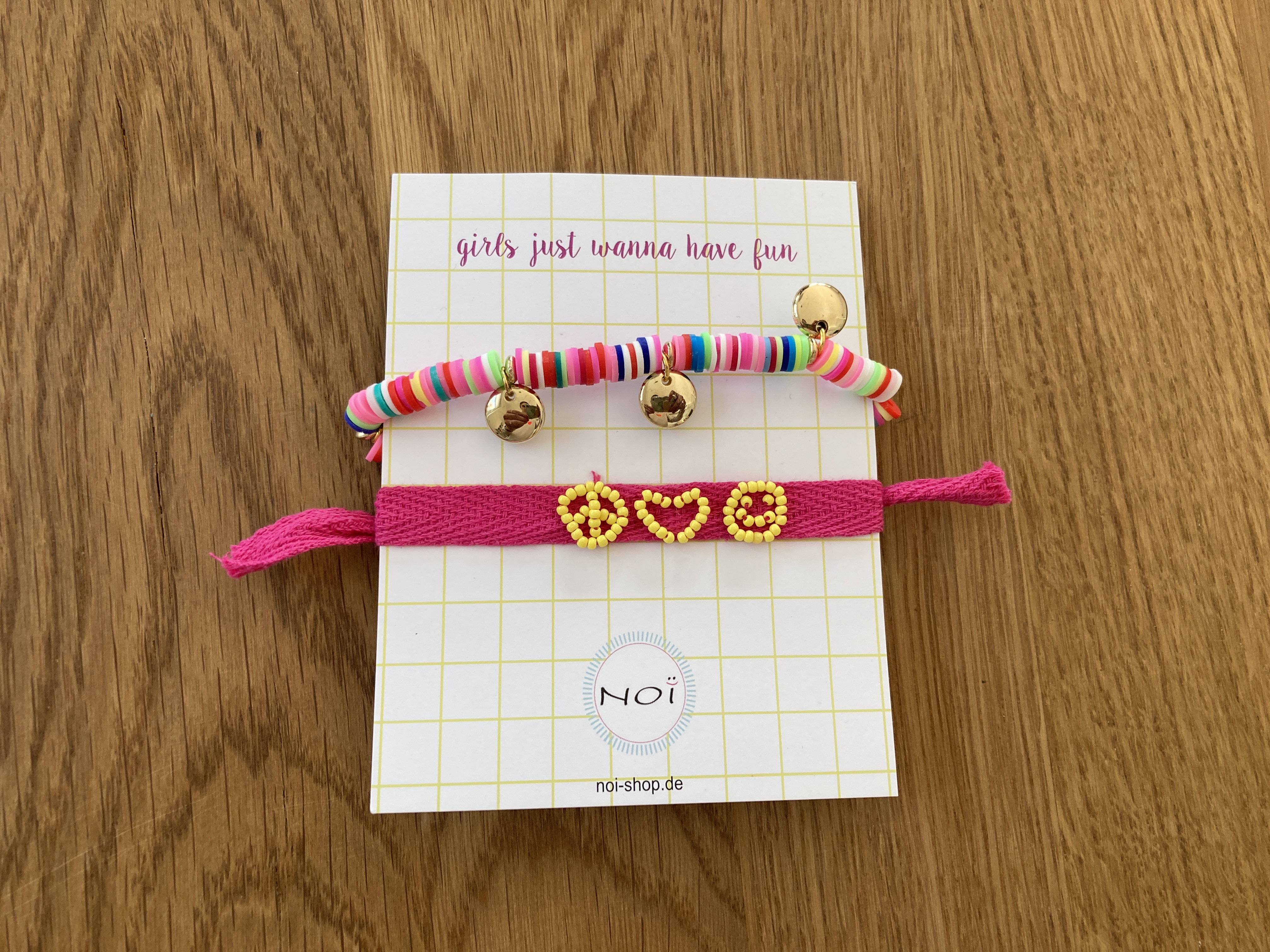 Armband-Set "Itsybitsy" (Peacezeichen/Herz/Smiley/pink)